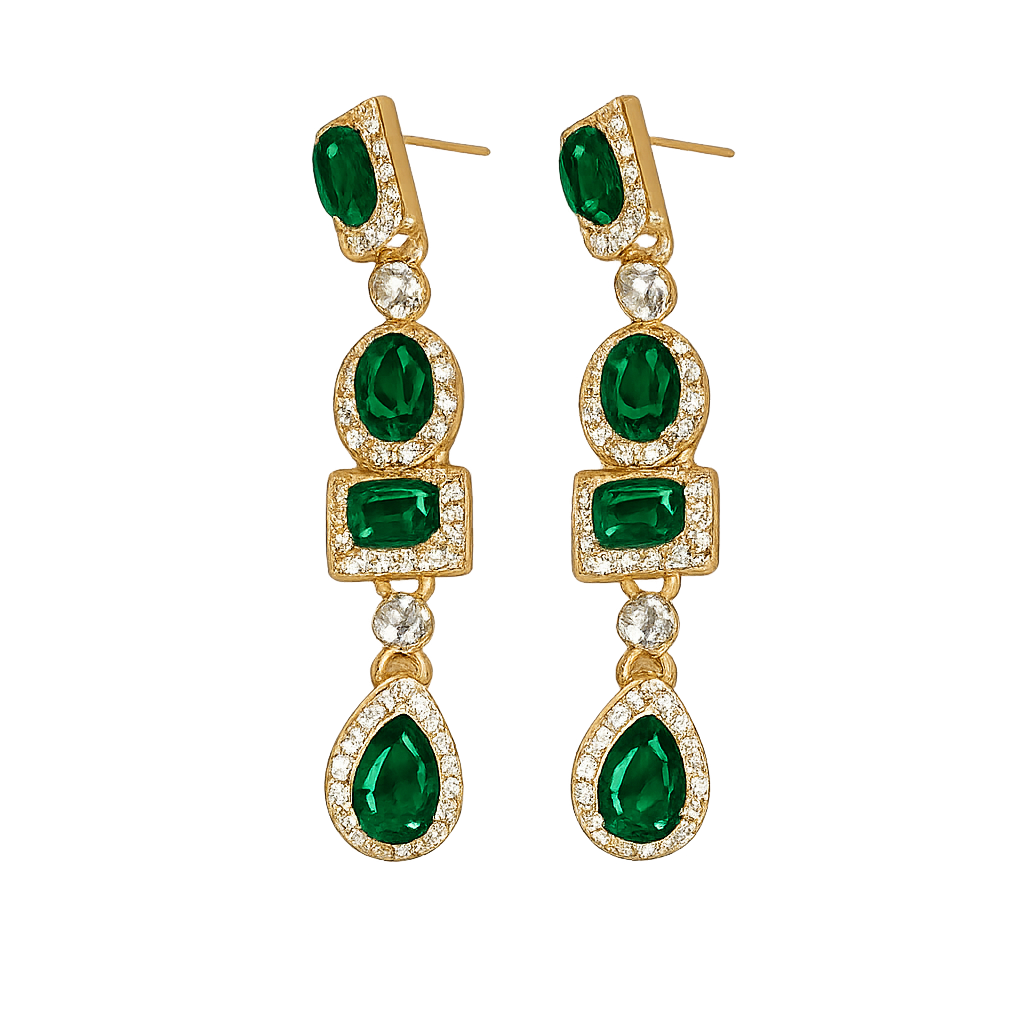 Luxury Emerald Multi-Stone Drop Earrings