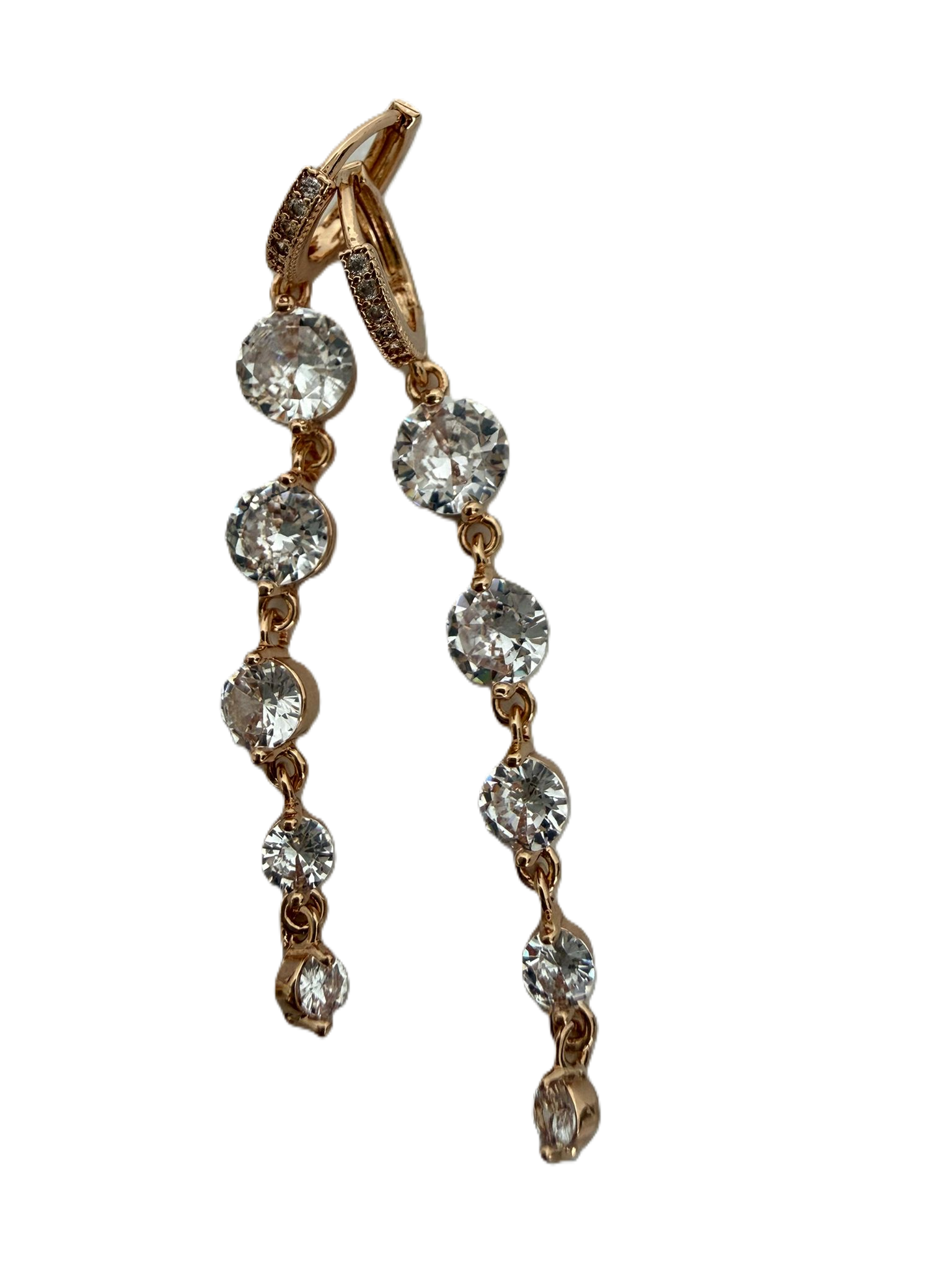 Gold Multi Crystal Drop Earrings