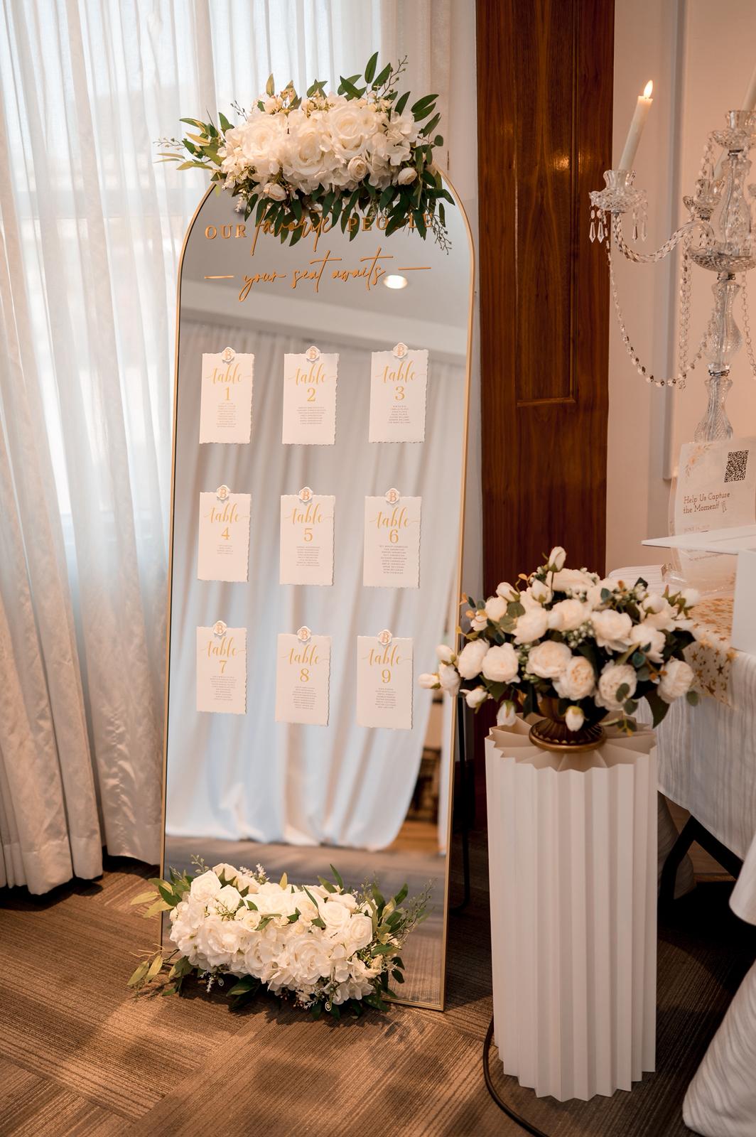 RENTAL - Luxury Mirror Wedding Seating Chart & Welcome Display - RENTAL