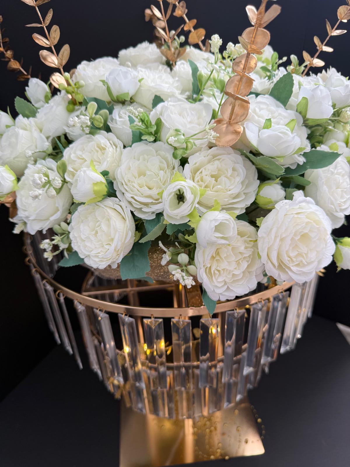 RENTAL - Crystal & Gold Wedding Centerpiece – Elegant Event Table Decor - RENTAL