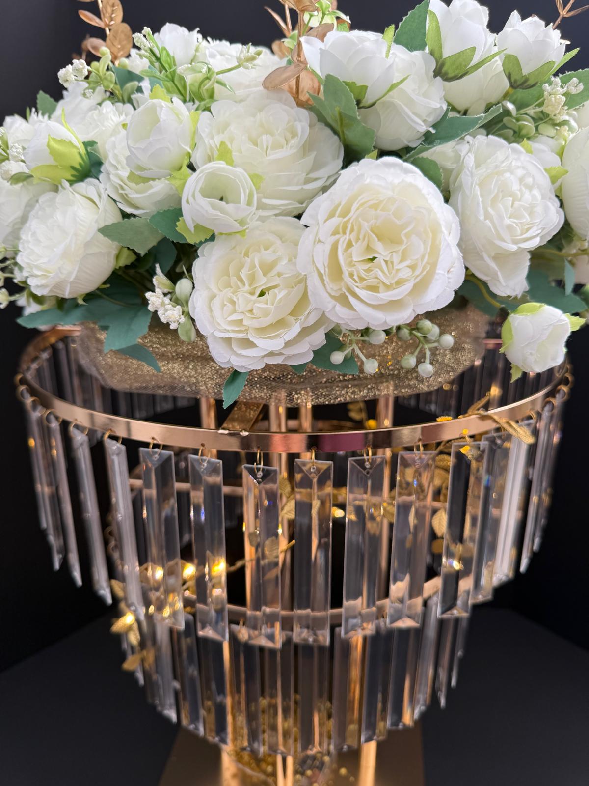 RENTAL - Crystal & Gold Wedding Centerpiece – Elegant Event Table Decor - RENTAL