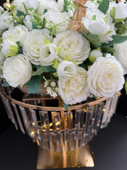 RENTAL - Crystal & Gold Wedding Centerpiece – Elegant Event Table Decor - RENTAL