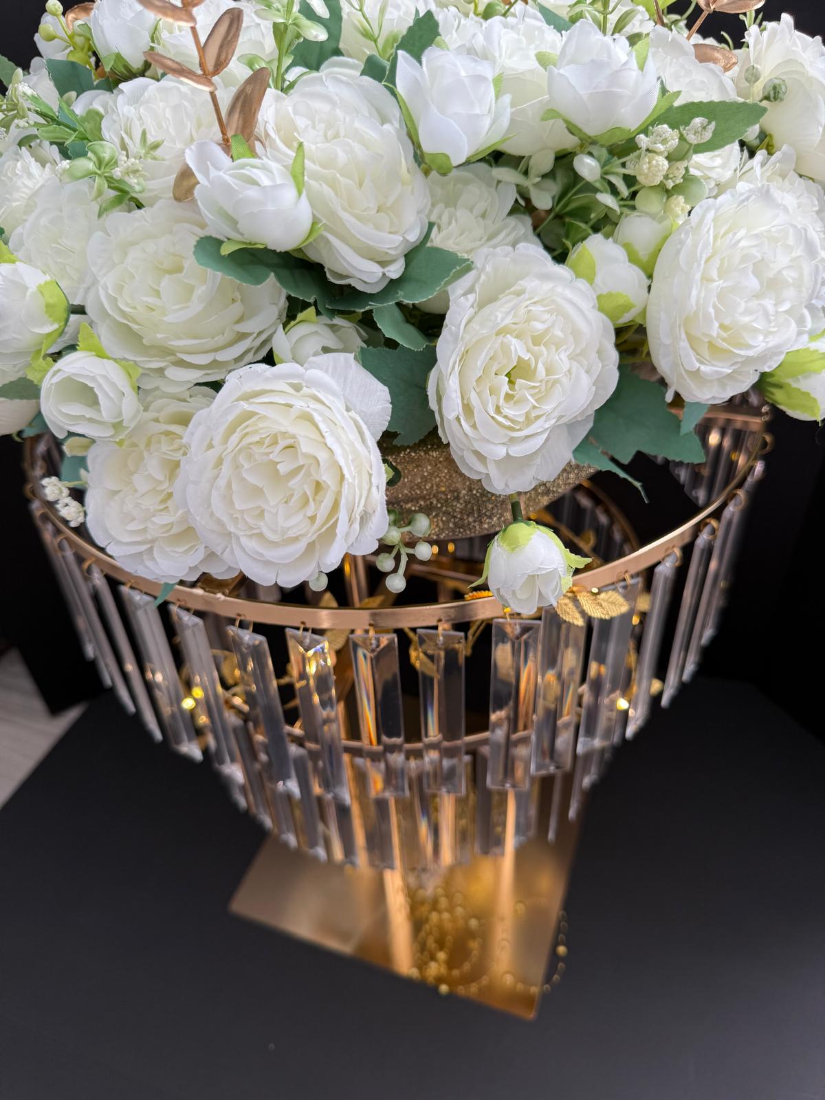 RENTAL - Crystal & Gold Wedding Centerpiece – Elegant Event Table Decor - RENTAL