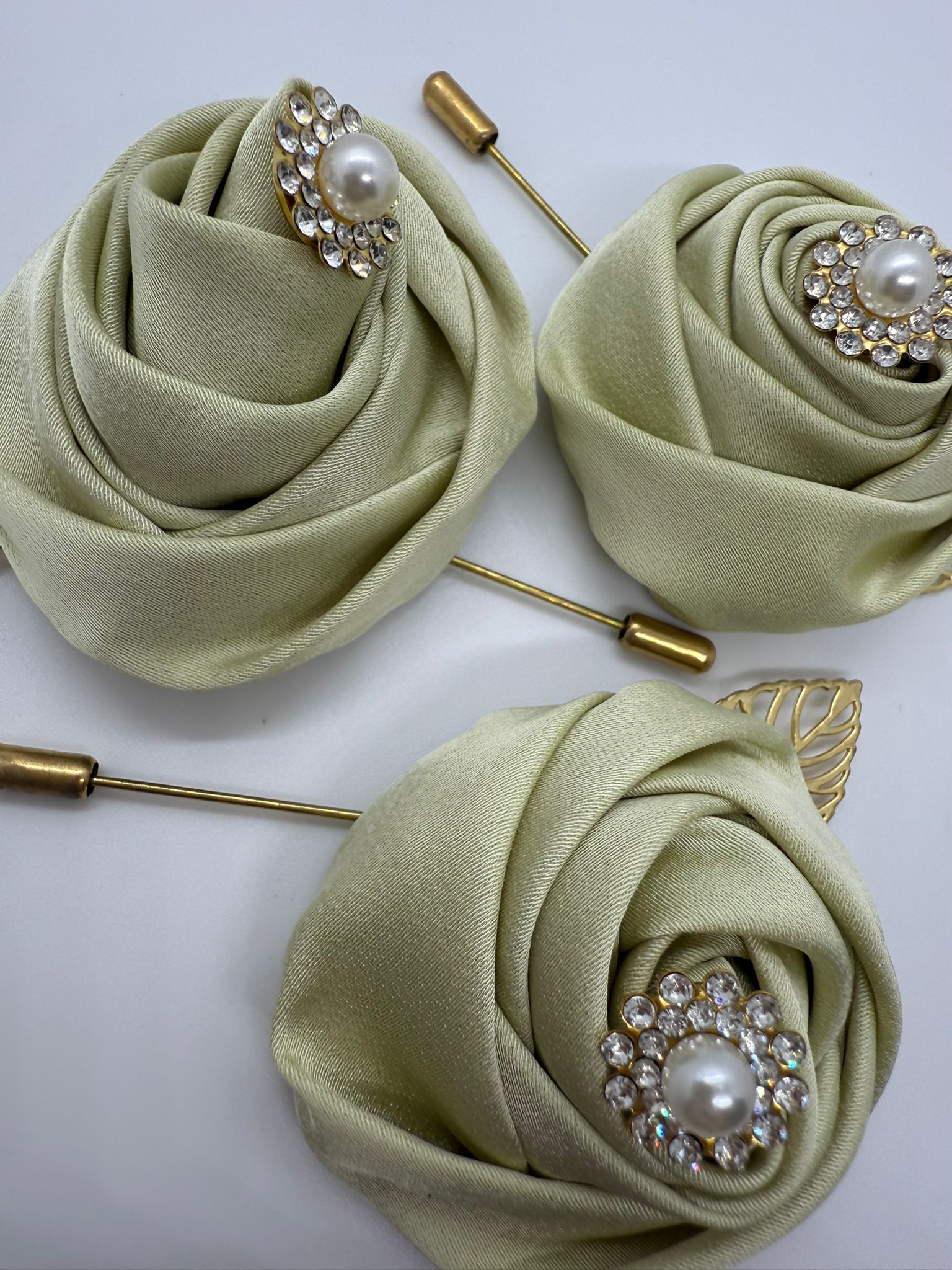 Satin Sage Green Pin Lapel