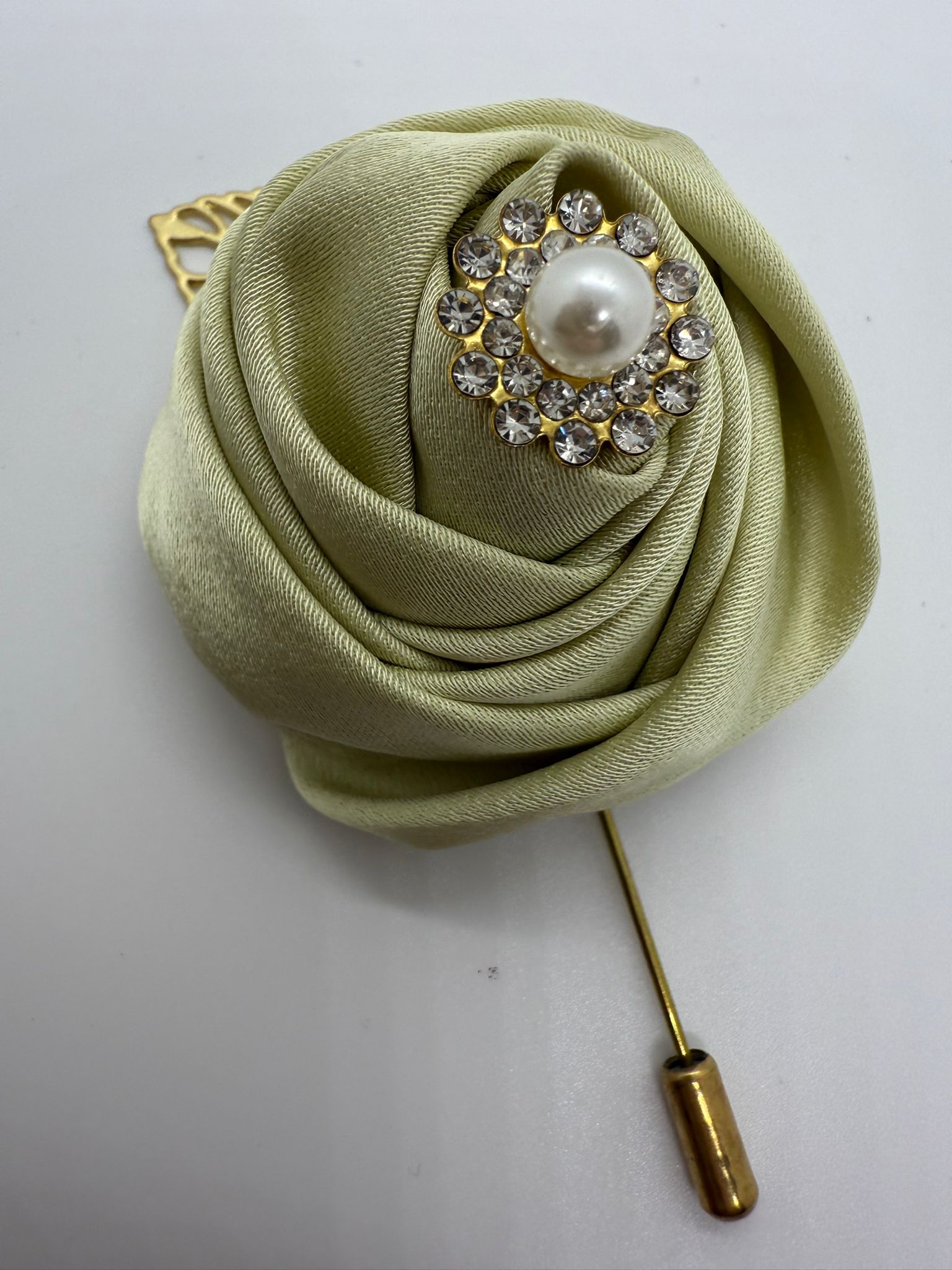 Satin Sage Green Pin Lapel