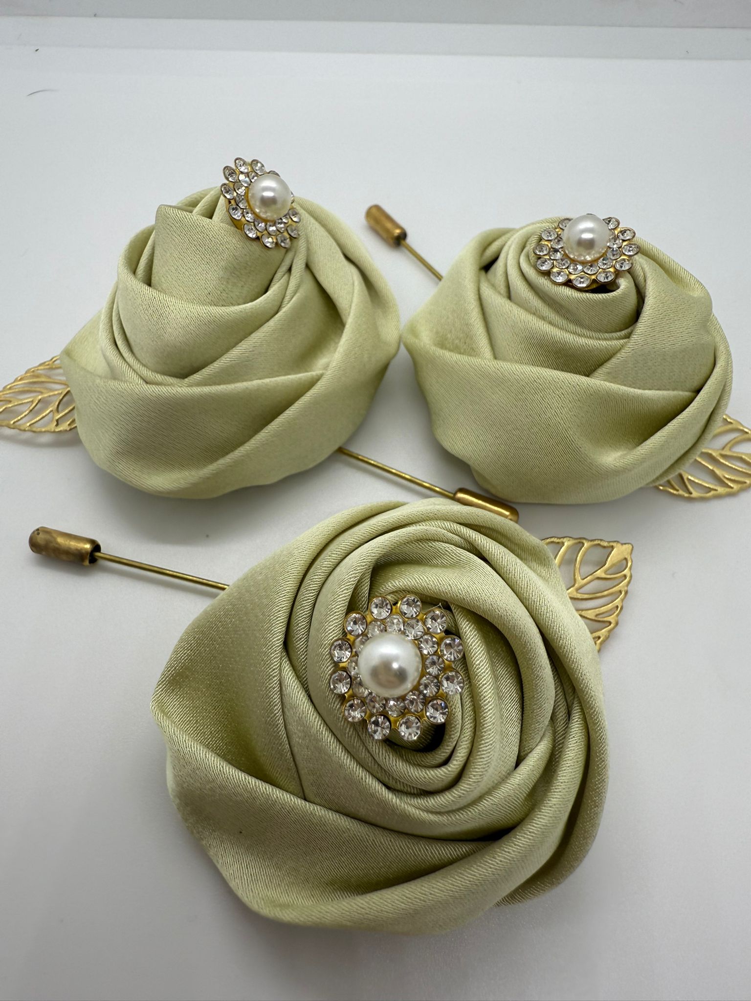 Satin Sage Green Pin Lapel