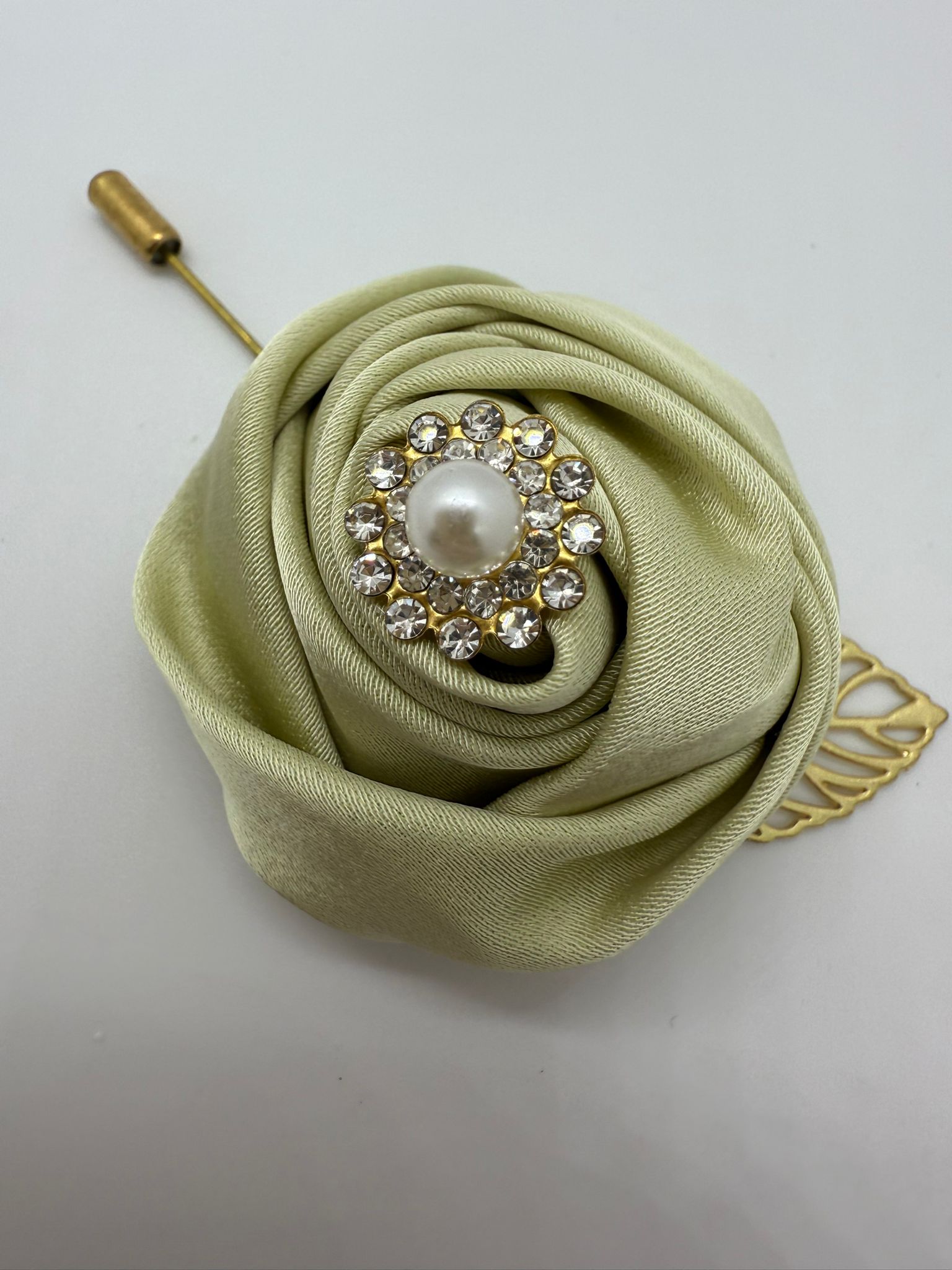 Satin Sage Green Pin Lapel