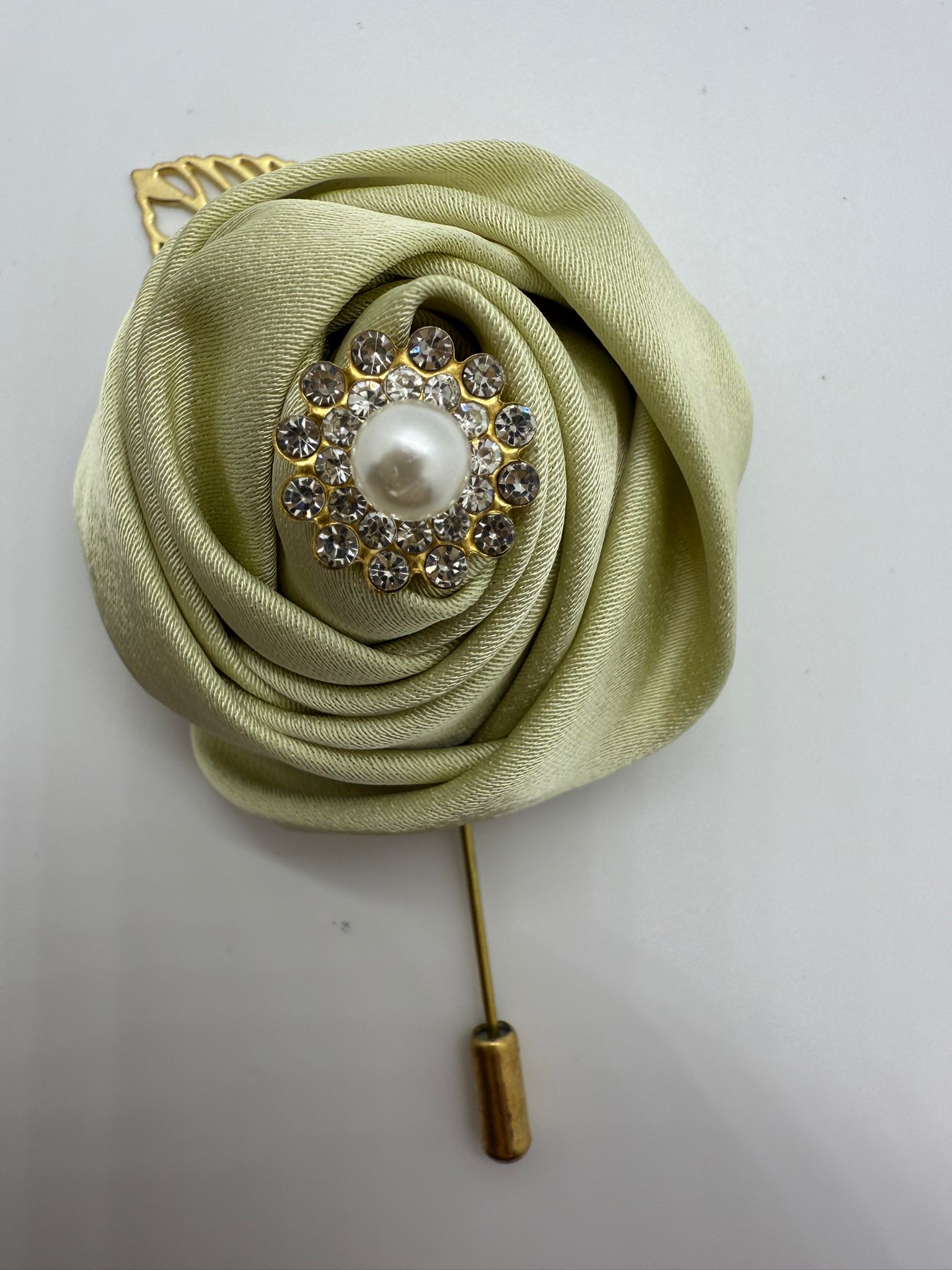 Satin Sage Green Pin Lapel
