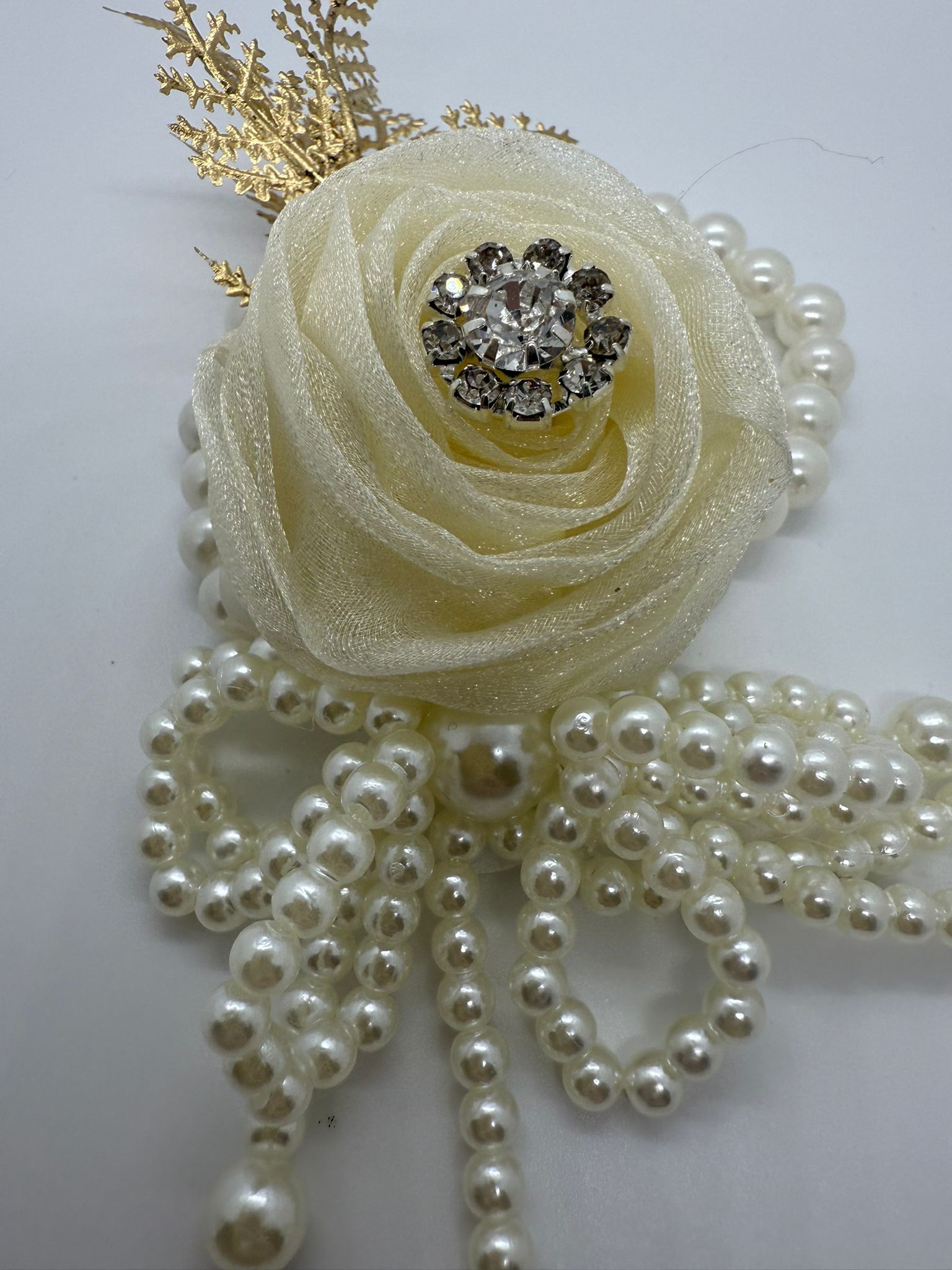 Ivory Pearl & Crystal Bloom Corsage