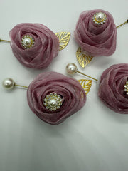 Mauve Pearl & Crystal Lapel Pin