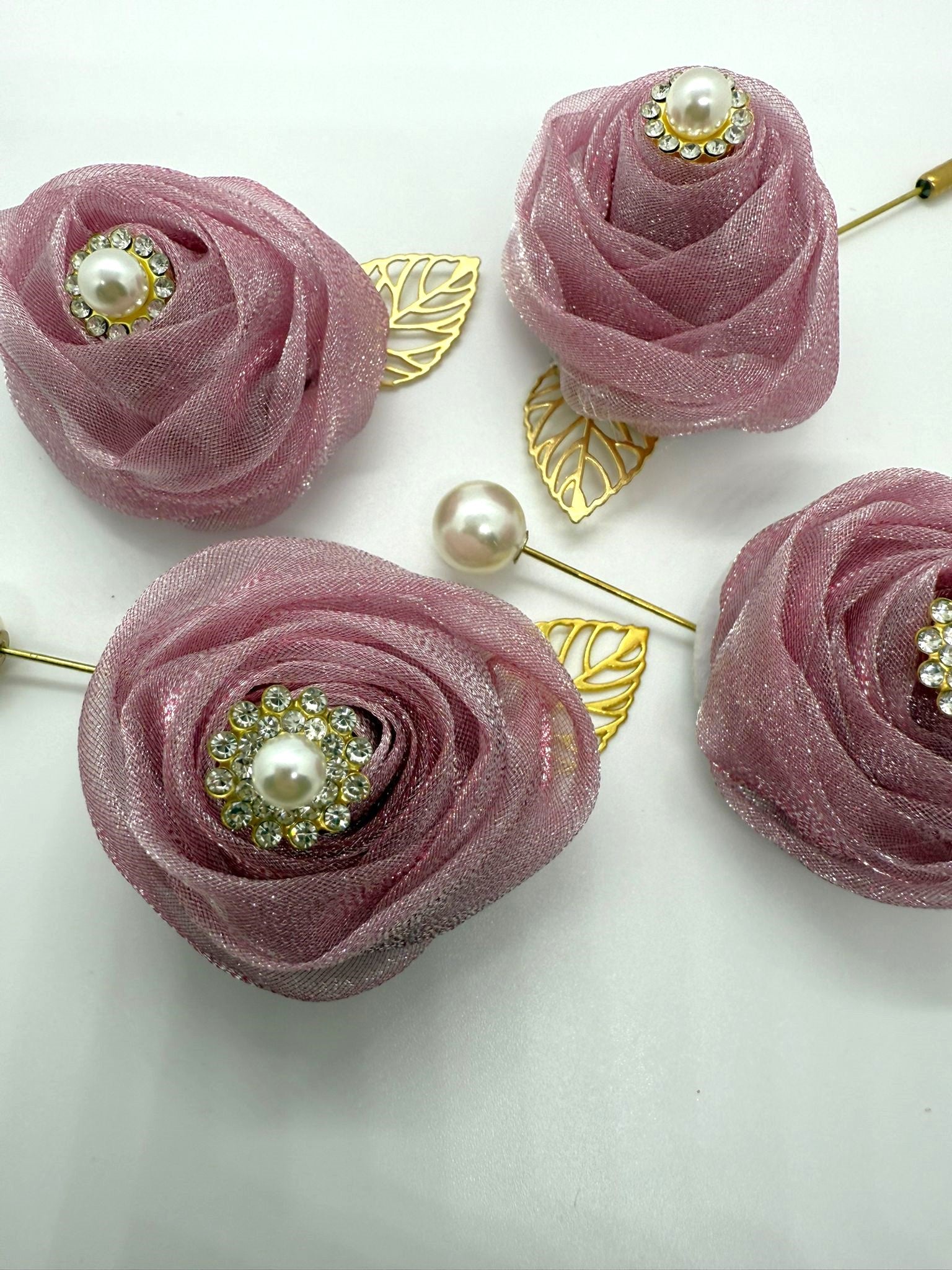Mauve Pearl & Crystal Lapel Pin