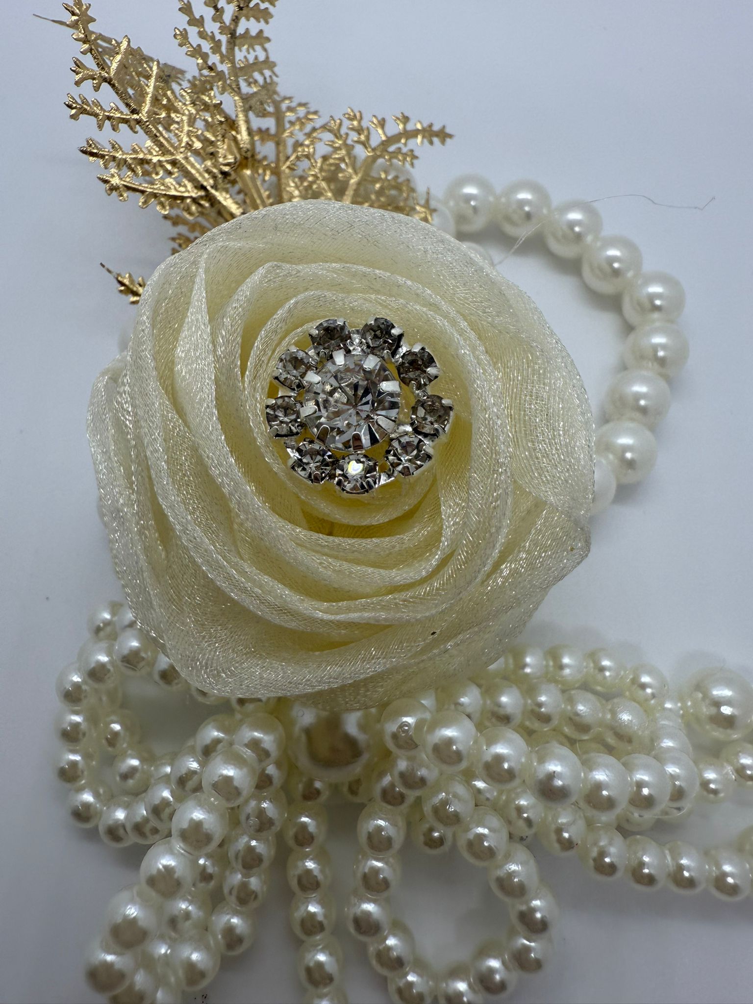 Ivory Pearl & Crystal Bloom Corsage