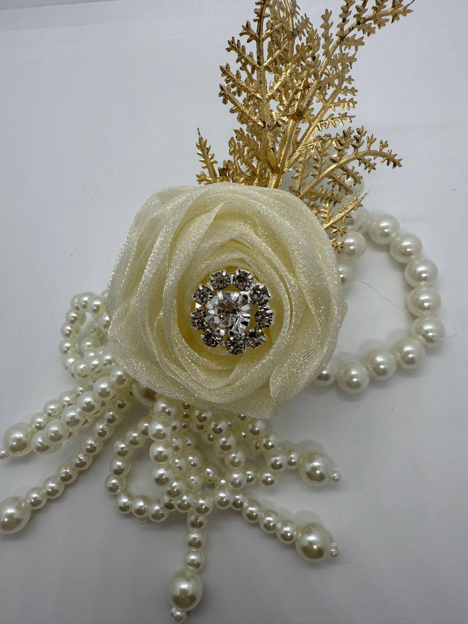 Ivory Pearl & Crystal Bloom Corsage