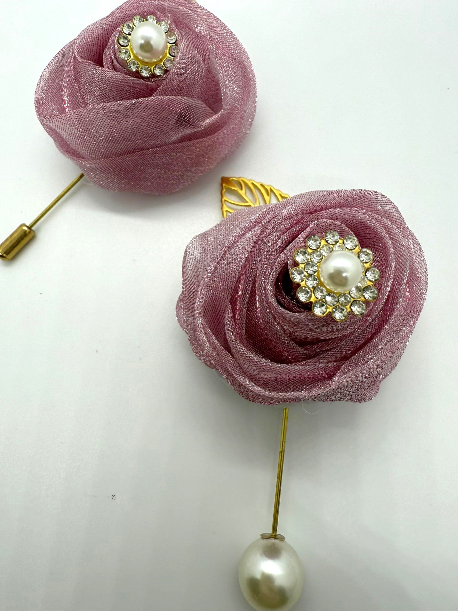 Mauve Pearl & Crystal Lapel Pin