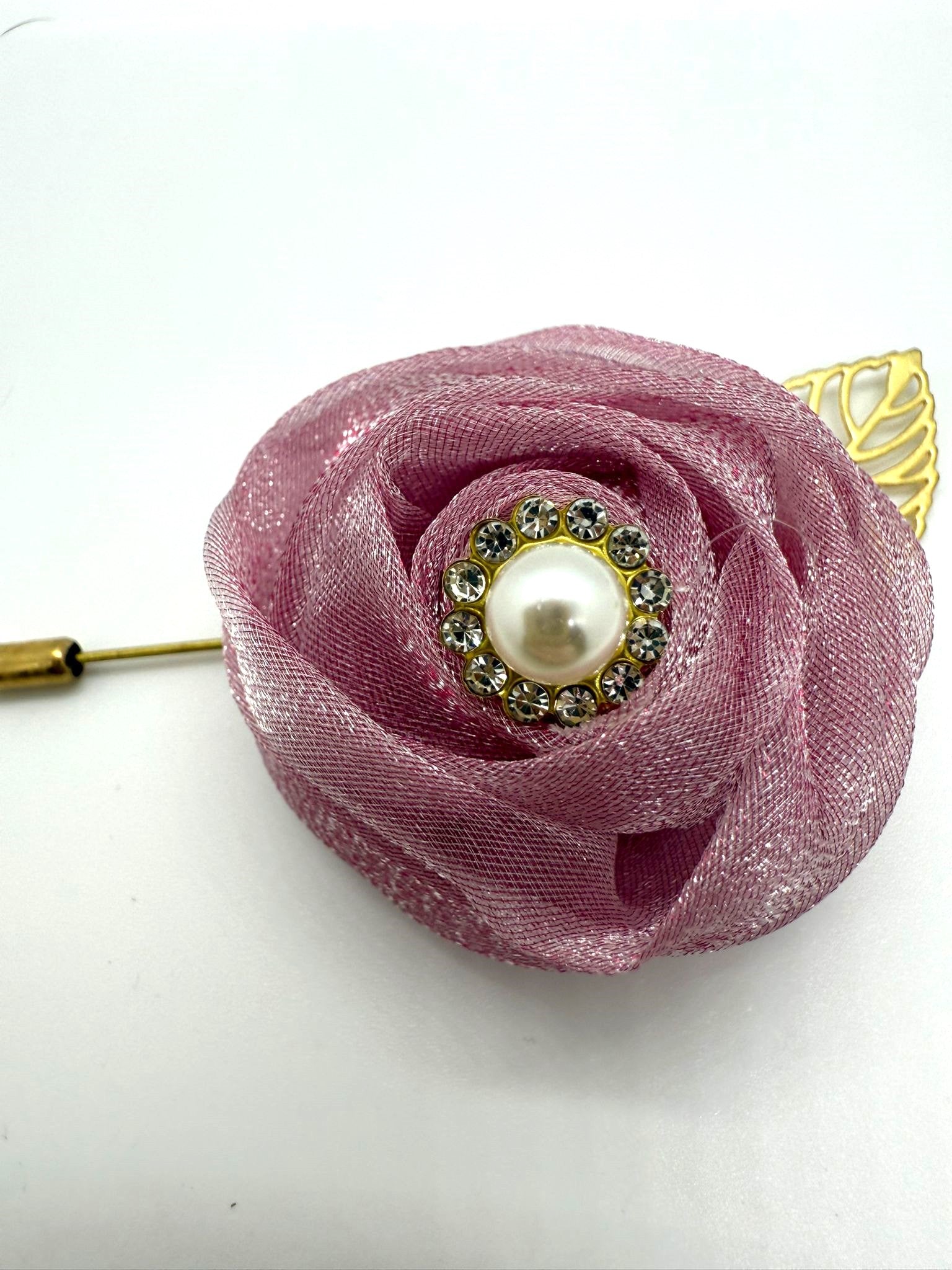 Mauve Pearl & Crystal Lapel Pin
