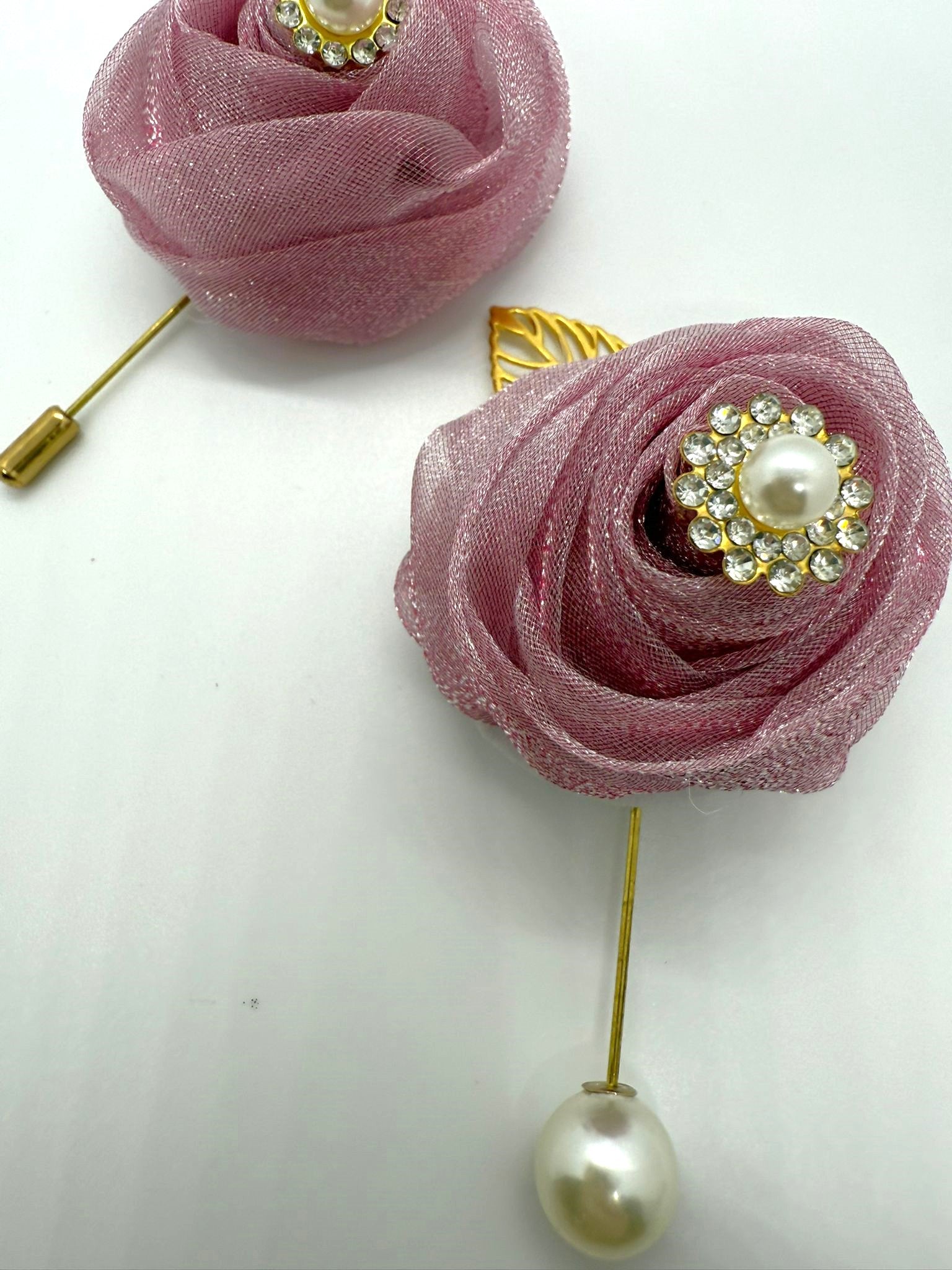 Mauve Pearl & Crystal Lapel Pin