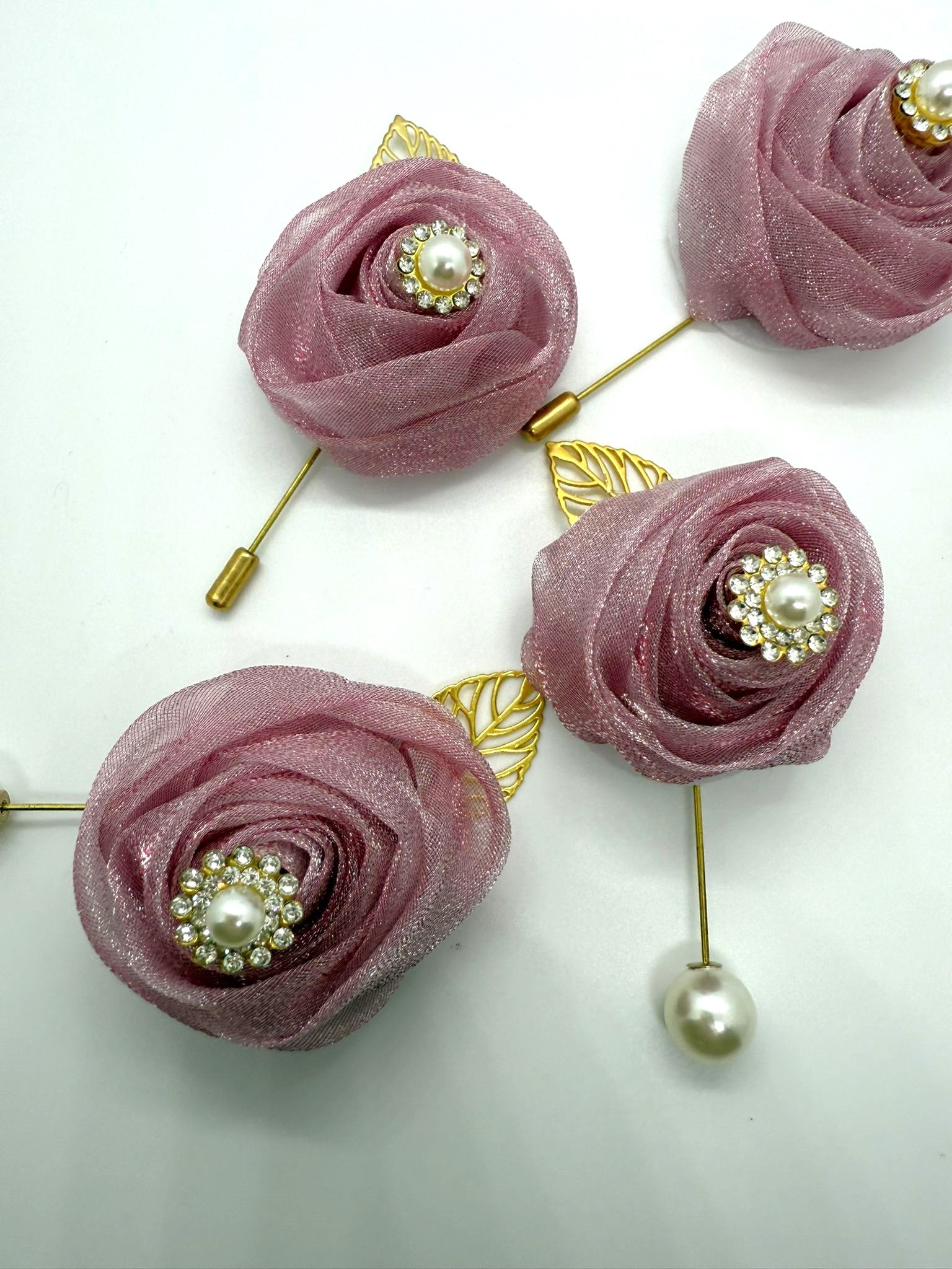Mauve Pearl & Crystal Lapel Pin
