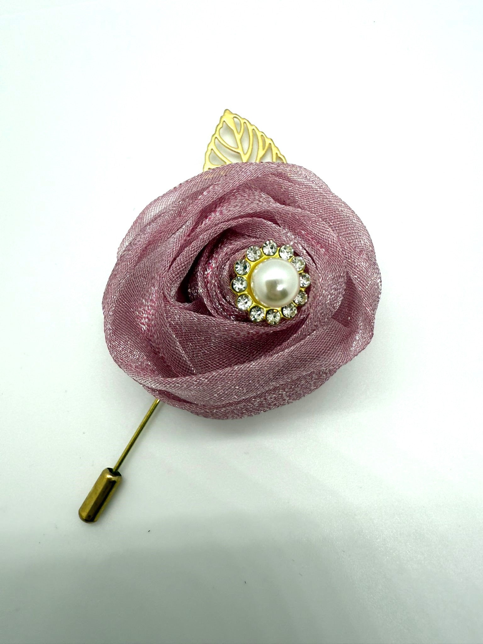 Mauve Pearl & Crystal Lapel Pin