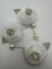 White Crystal Organza Lapel