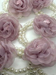 Mauve Bloom Pearl Bracelet Corsage