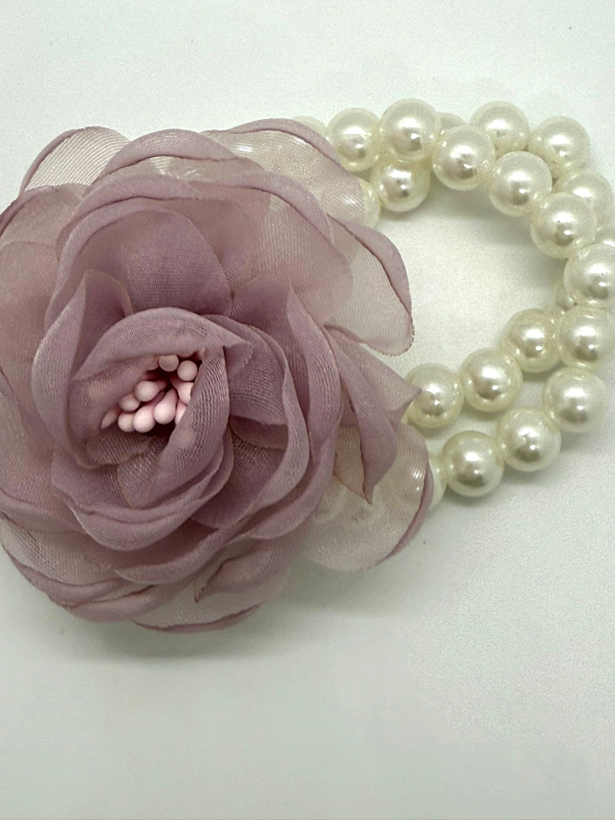 Mauve Bloom Pearl Bracelet Corsage