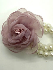 Mauve Bloom Pearl Bracelet Corsage
