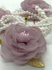 Mauve Chiffon & Pearl Lapel Pin