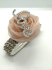 Blush Rose Rhinestone Bracelet Corsage