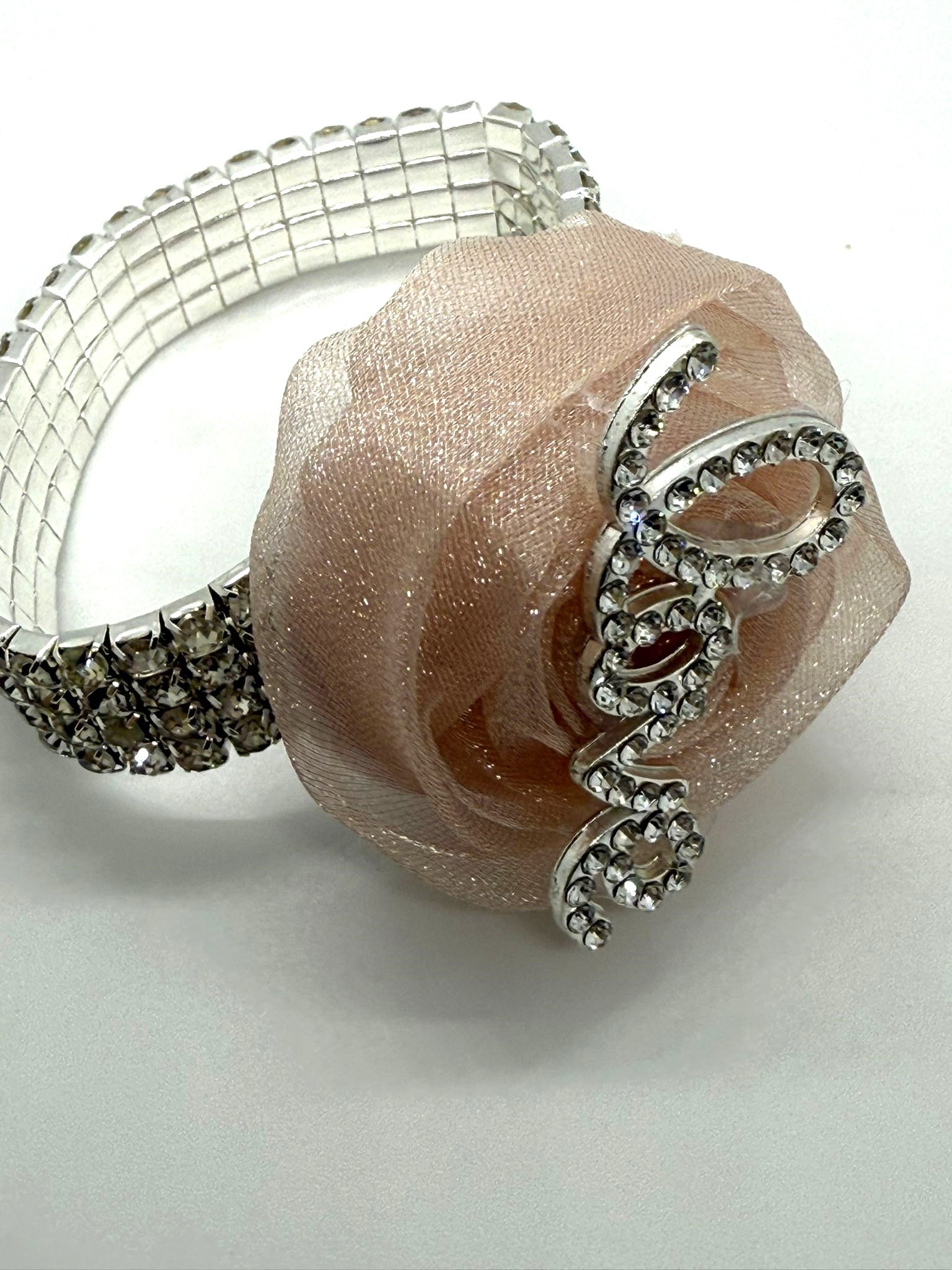 Blush Rose Rhinestone Bracelet Corsage