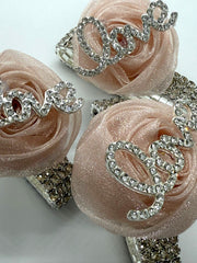 Blush Rose Rhinestone Bracelet Corsage
