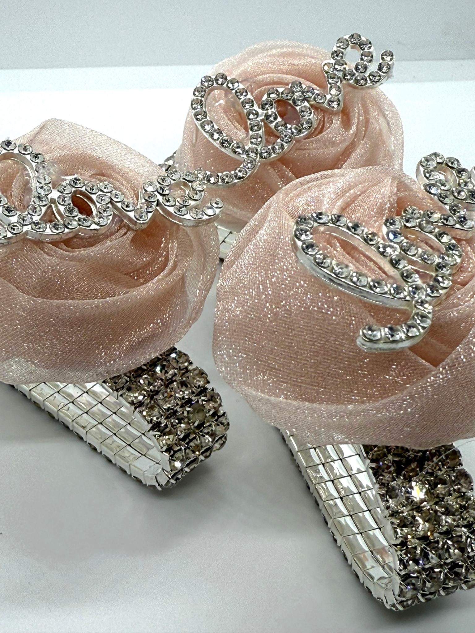 Blush Rose Rhinestone Bracelet Corsage