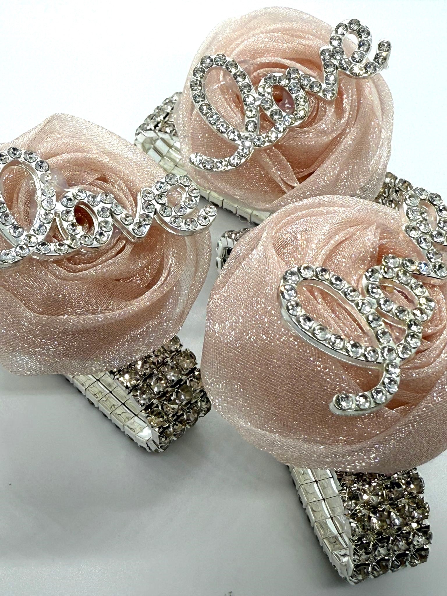 Blush Rose Rhinestone Bracelet Corsage