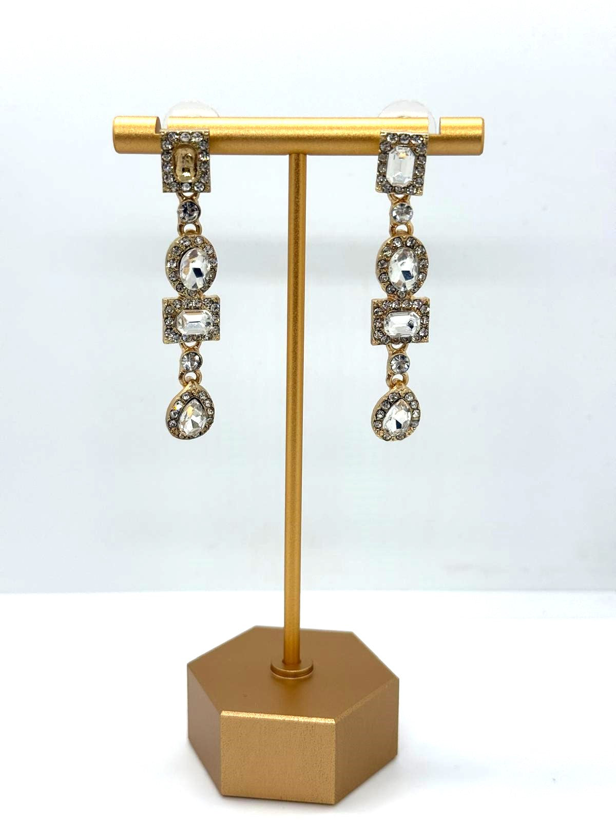 Elegant Gold-Tone Crystal Drop Earrings