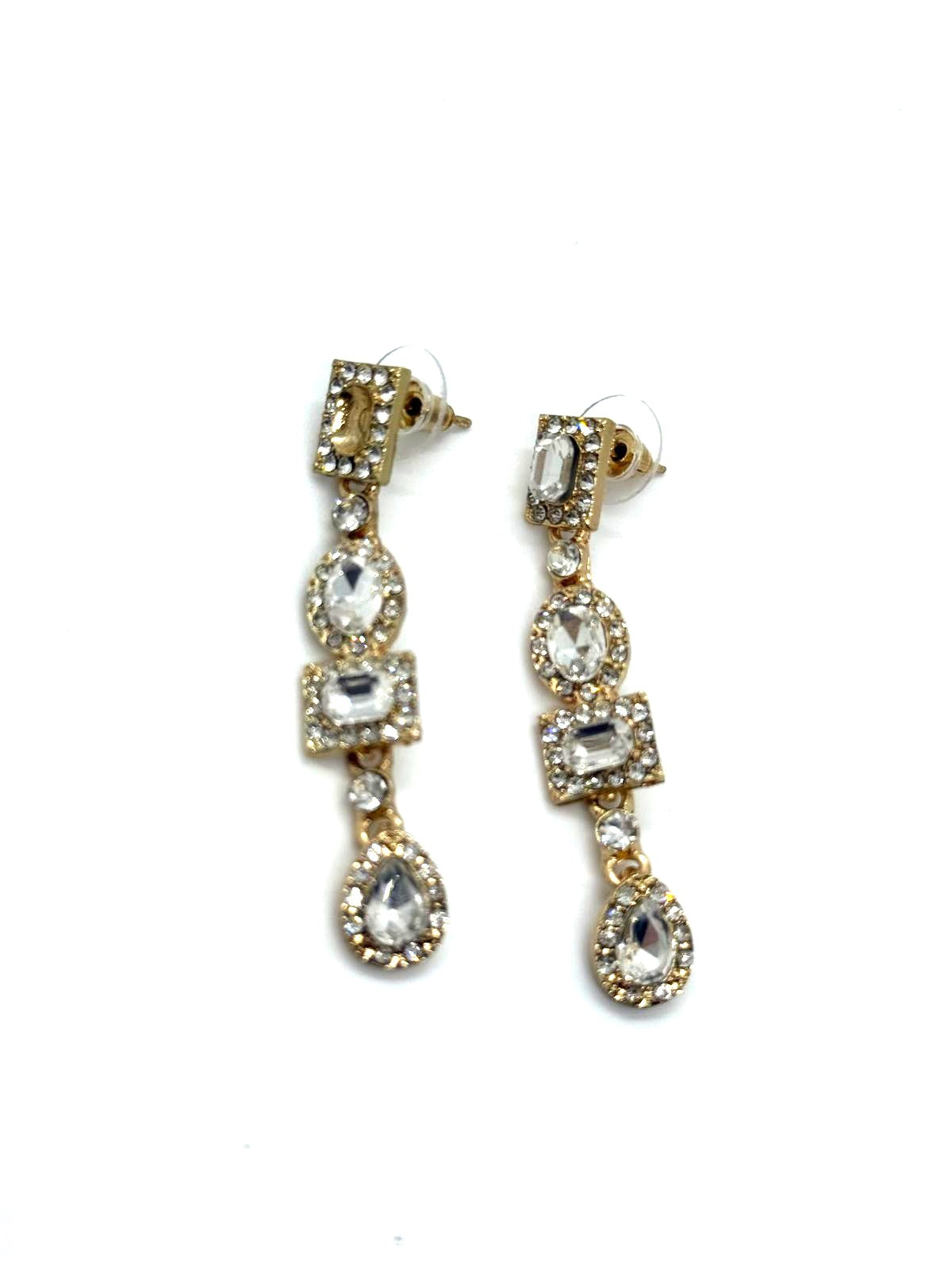 Elegant Gold-Tone Crystal Drop Earrings