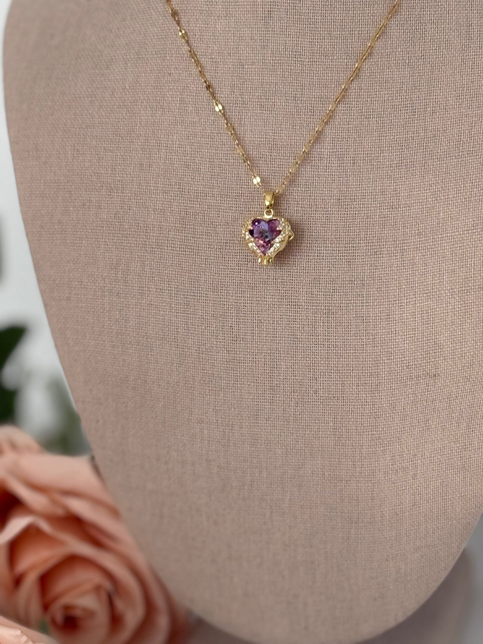 Purple Heart Pendant Necklace
