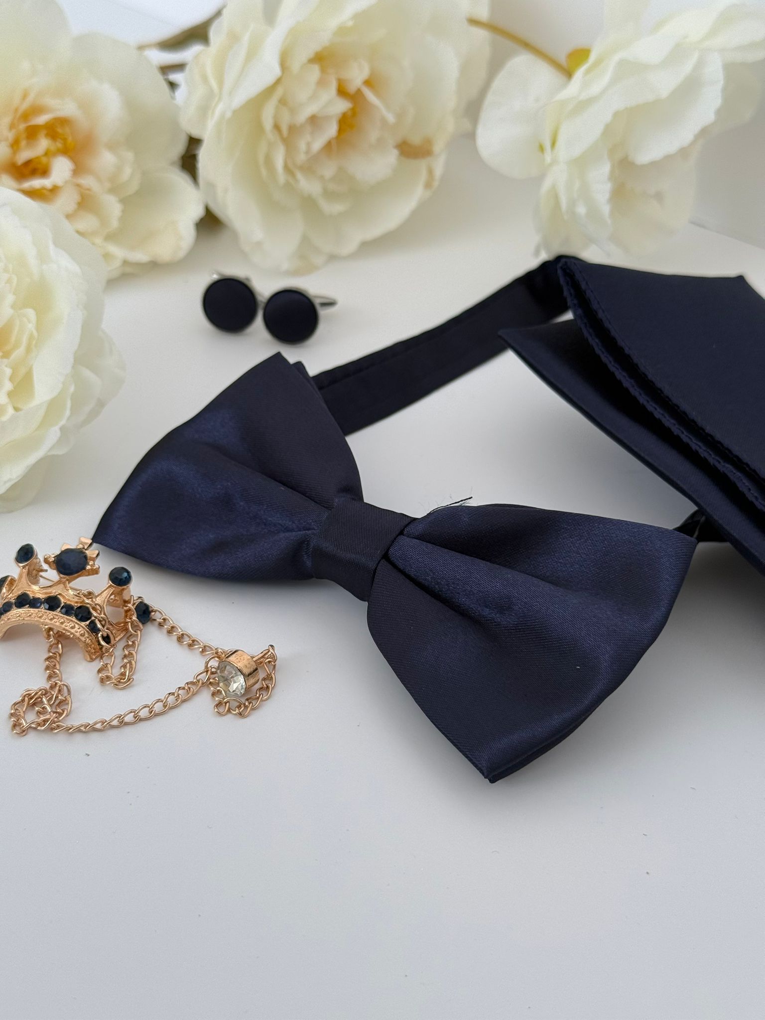 Navy Bow Tie & Accessories Set