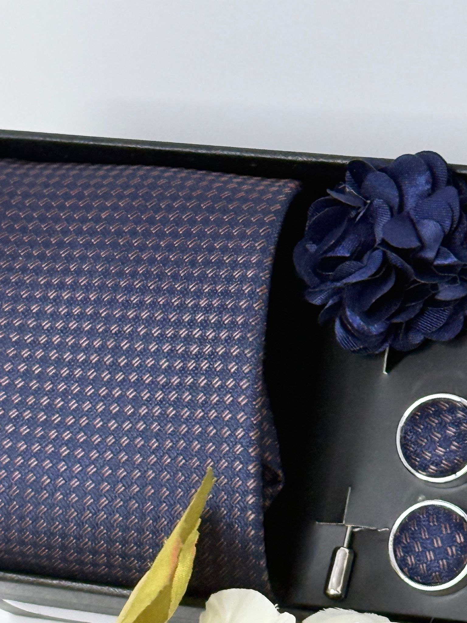Navy Micro-Dot Luxury Tie Gift Set