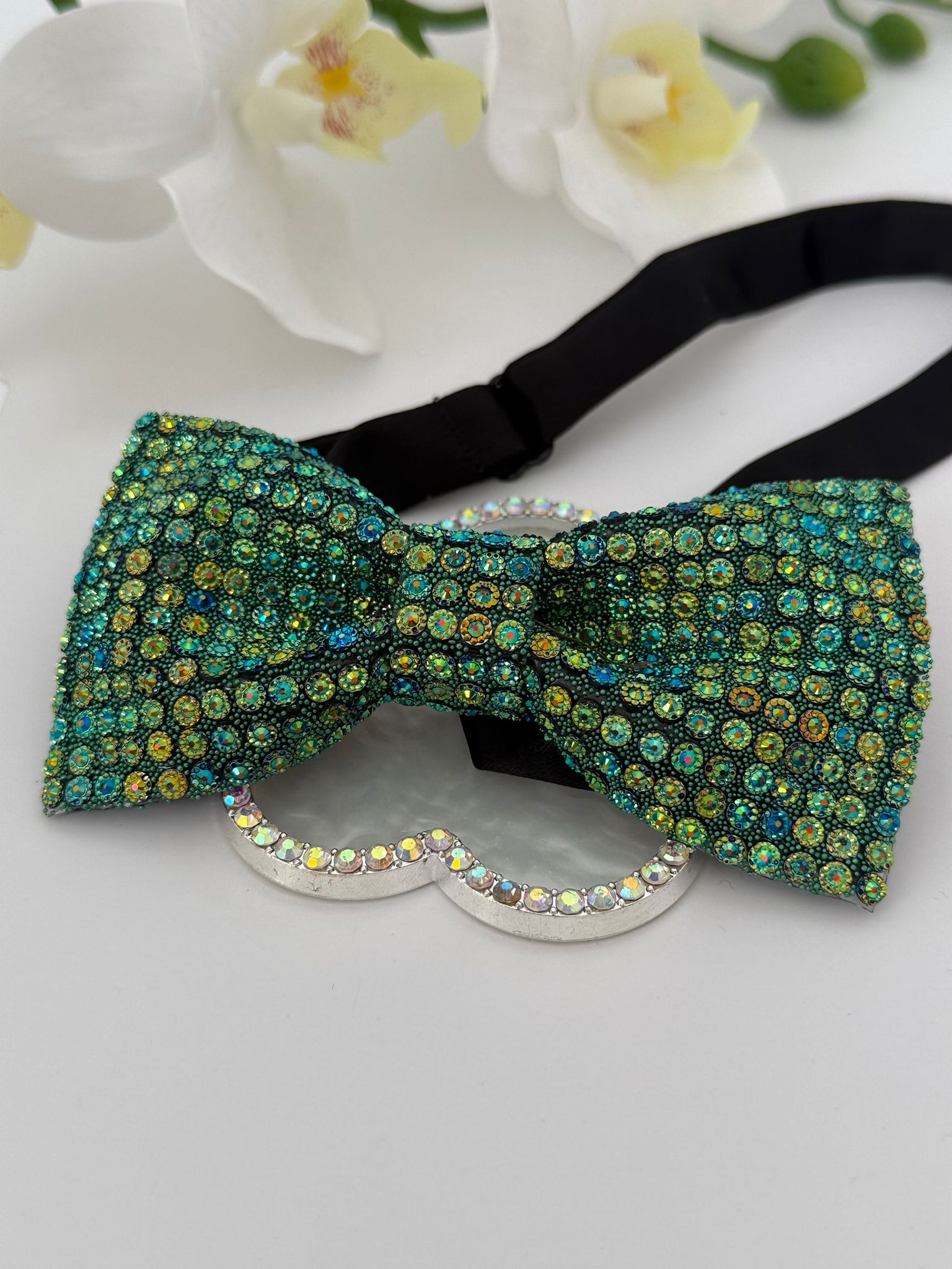 Emerald Rhinestone Luxury Bow Tie
