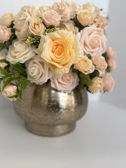 Elegant Rose Floral Centerpiece with Gold Vase
