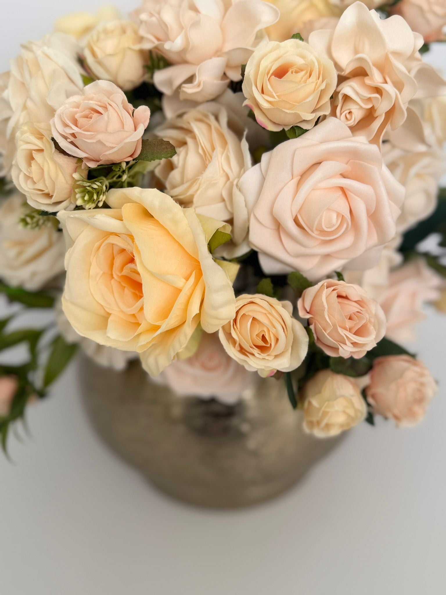Elegant Rose Floral Centerpiece with Gold Vase