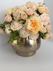 Elegant Rose Floral Centerpiece with Gold Vase