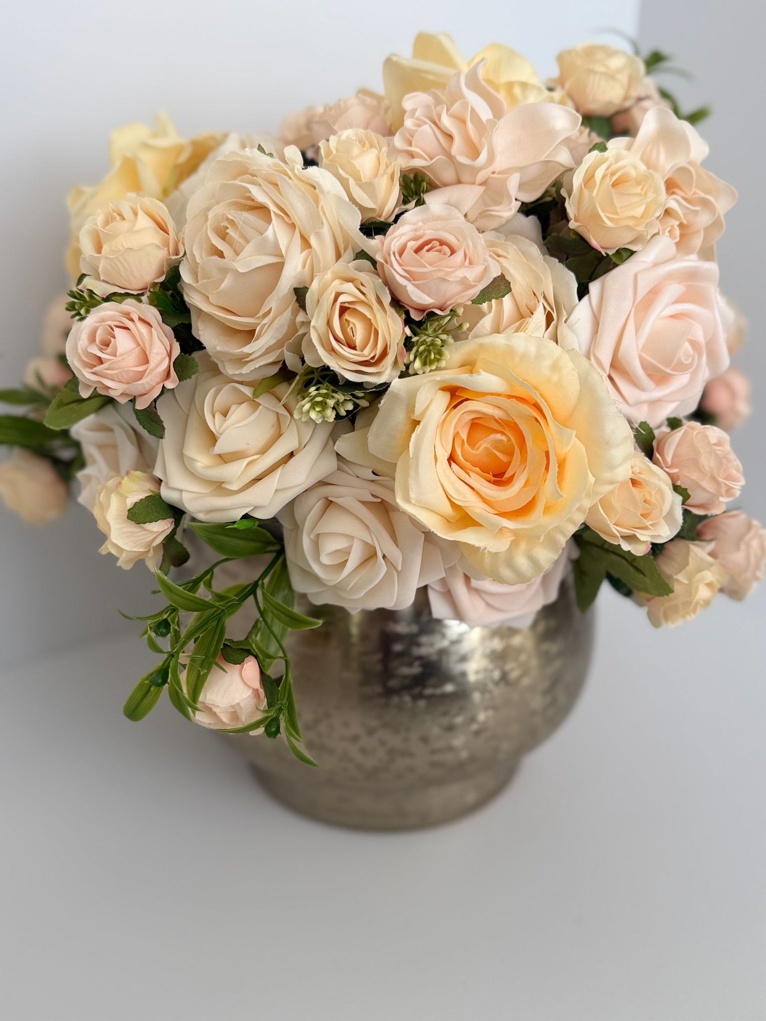 Elegant Rose Floral Centerpiece with Gold Vase