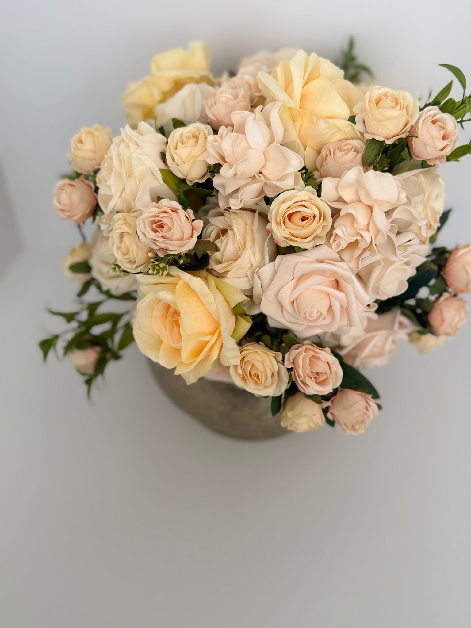 Elegant Rose Floral Centerpiece with Gold Vase