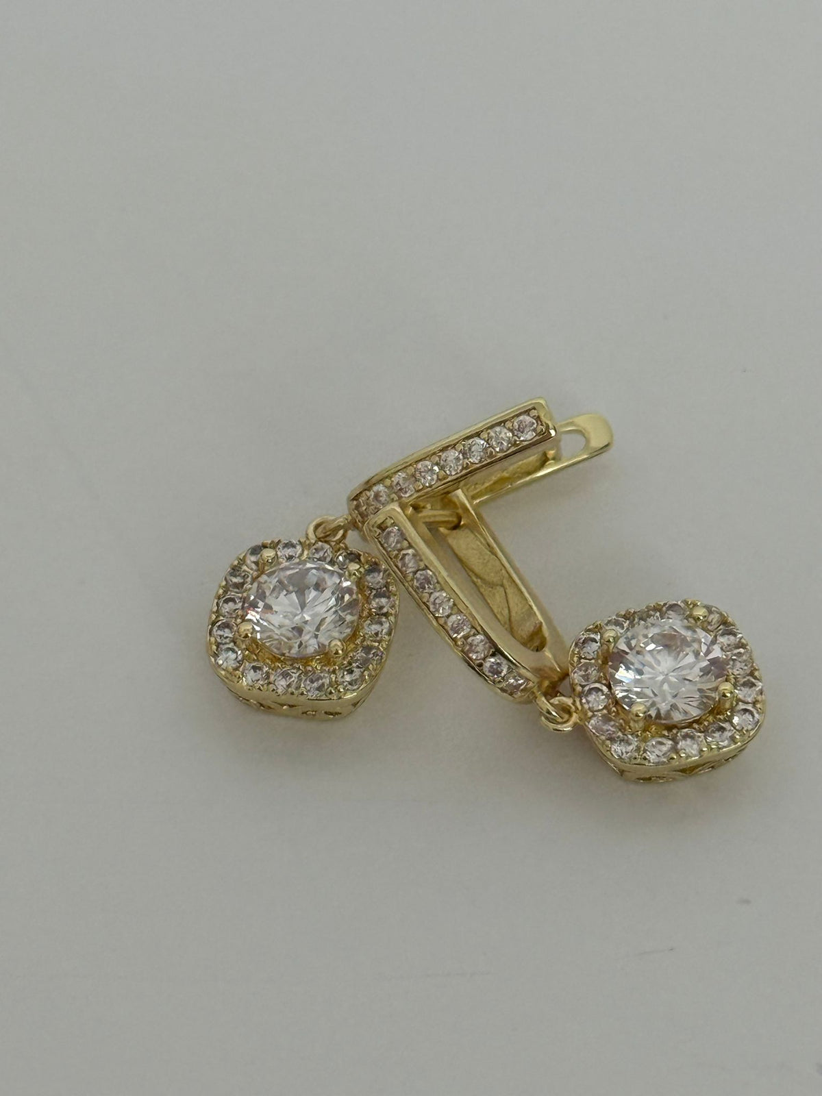 Elegant Gold Crystal Halo Drop Earrings