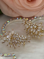 Gold Crystal Leaf Statement Earrings