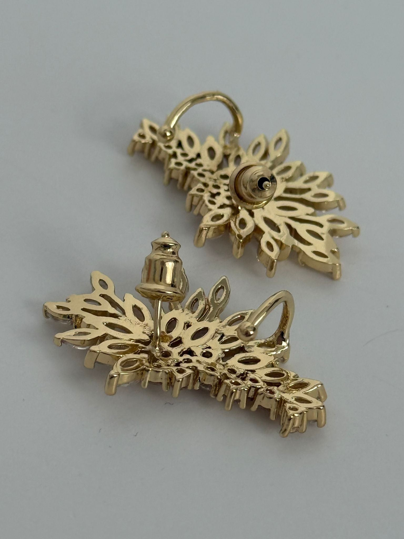 Gold Crystal Leaf Statement Earrings