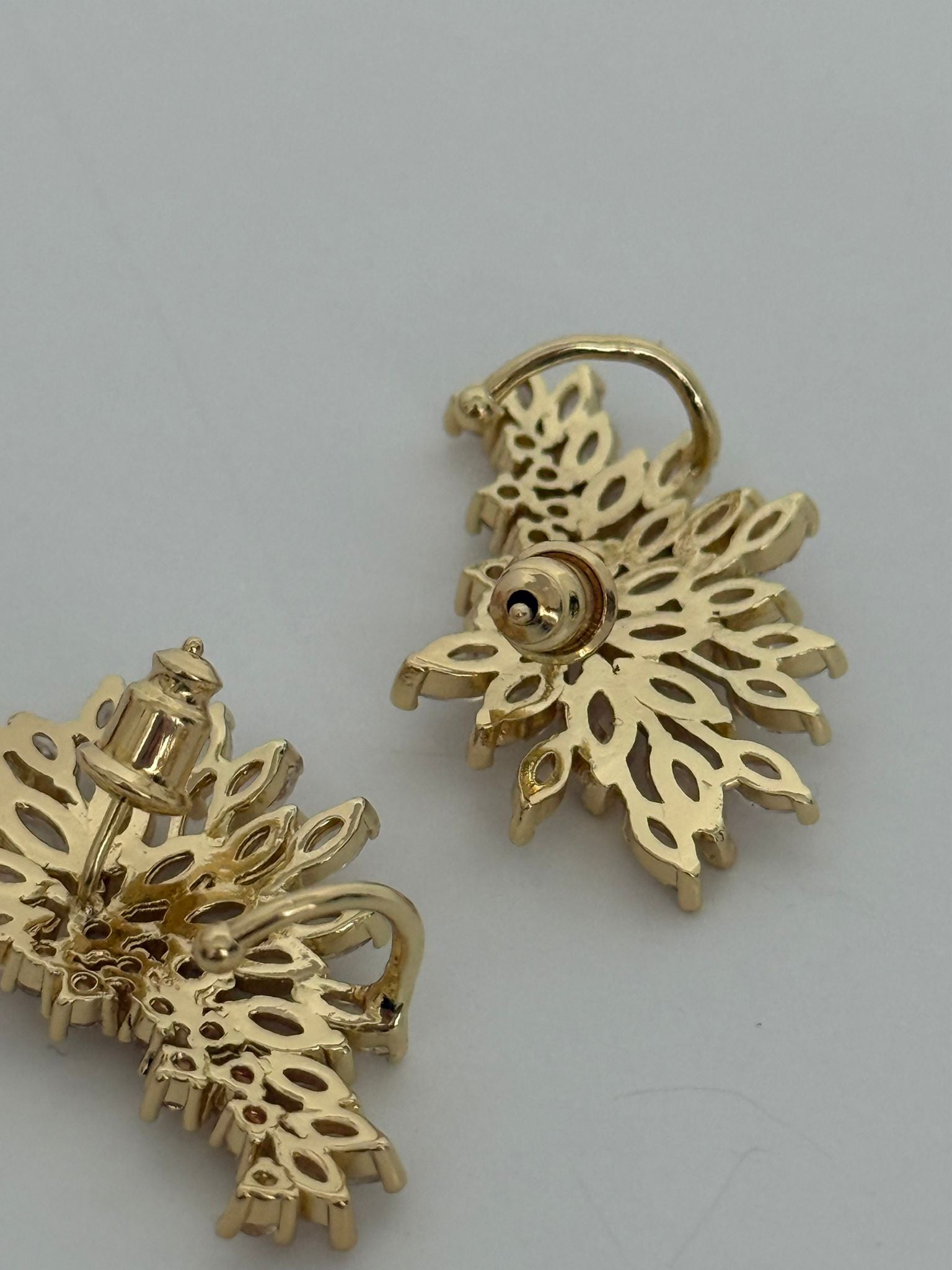 Gold Crystal Leaf Statement Earrings