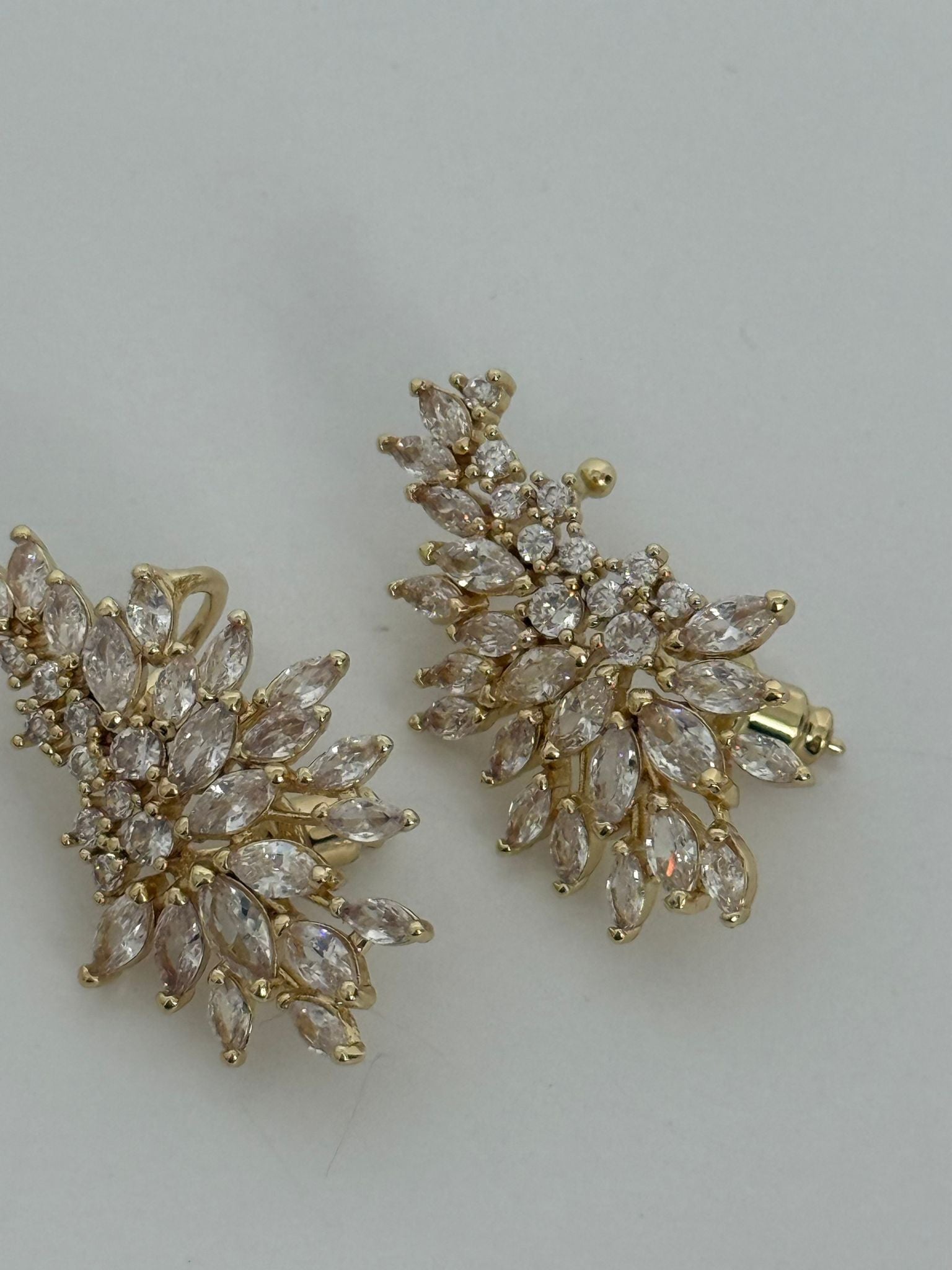 Gold Crystal Leaf Statement Earrings