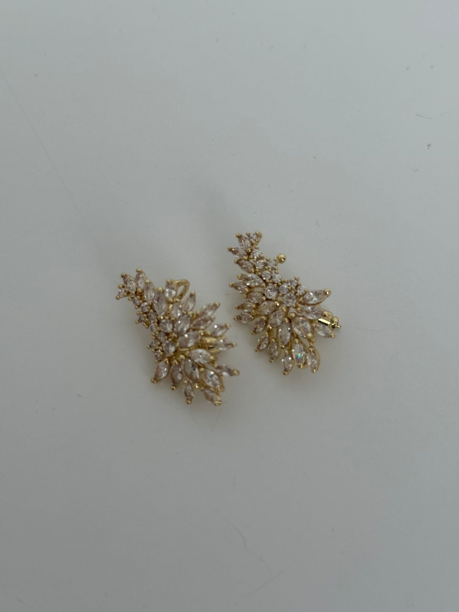 Gold Crystal Leaf Statement Earrings