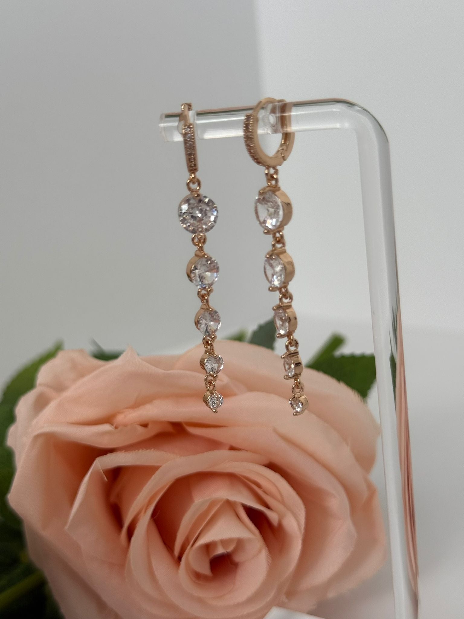 Gold Multi Crystal Drop Earrings